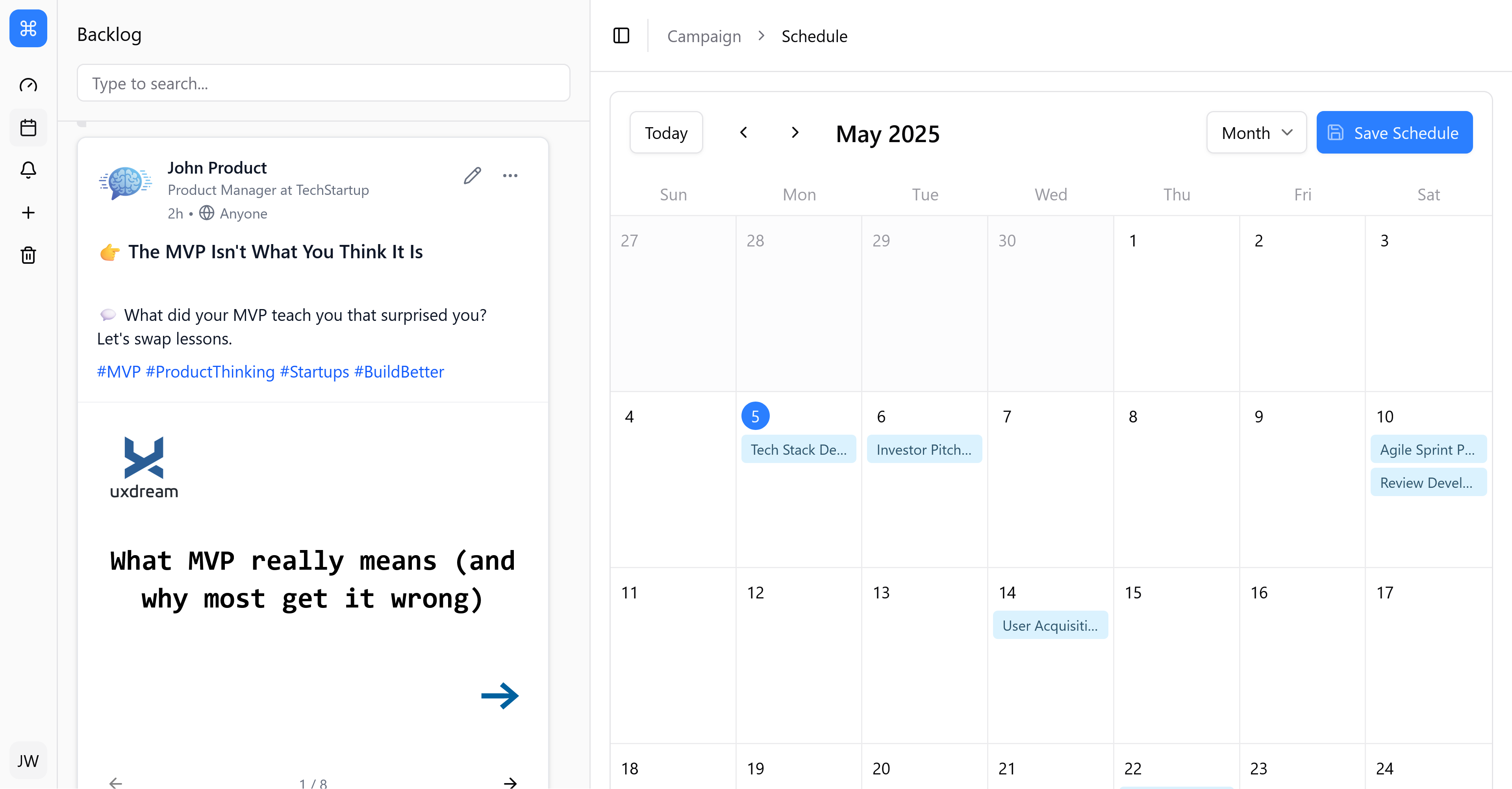 SocialBoost Calendar View